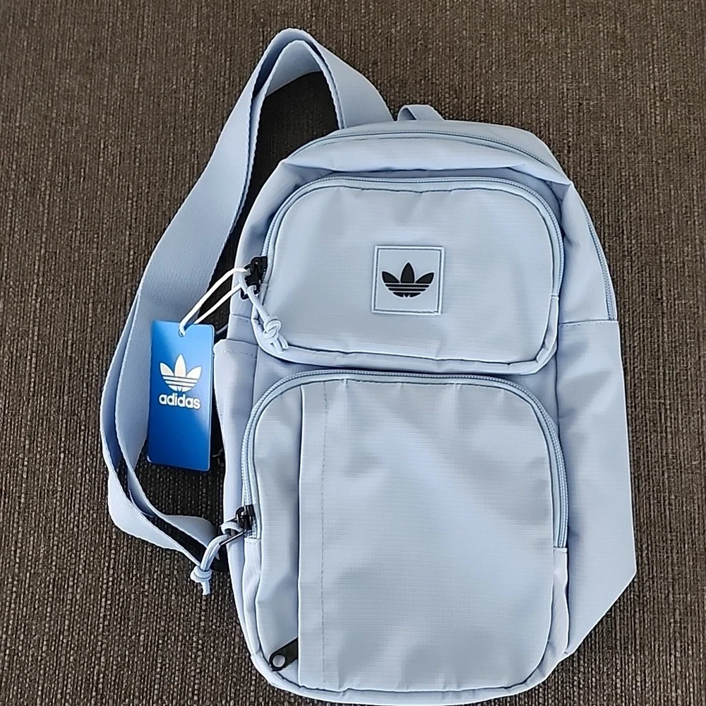 ADIDAS Utility Sling Bag Crossbody Purse Ash Blue Travel Athleisure Belt Street - Picture 11 of 12